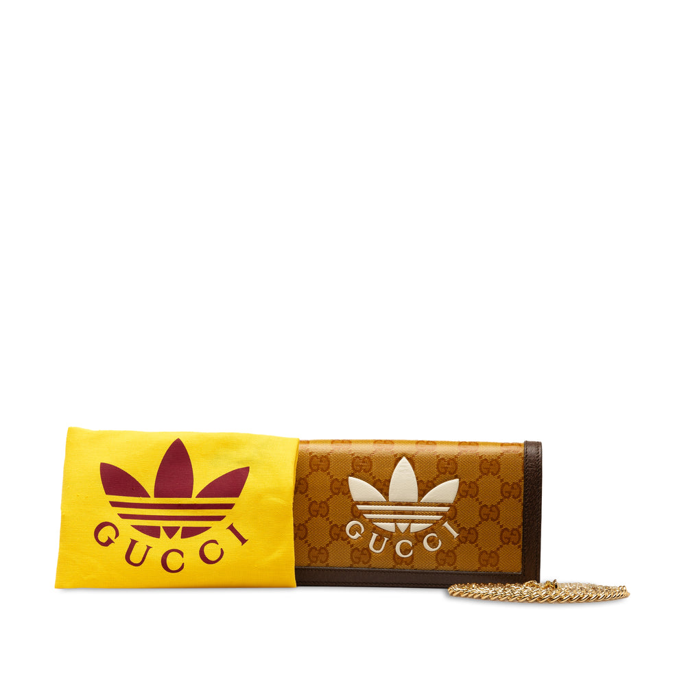 Gucci x Adidas GG Supreme Wallet on Chain Brown