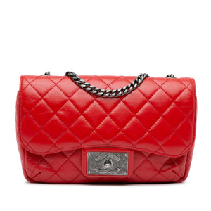 Chanel CC Crinkled Calfskin Chain Flap Red