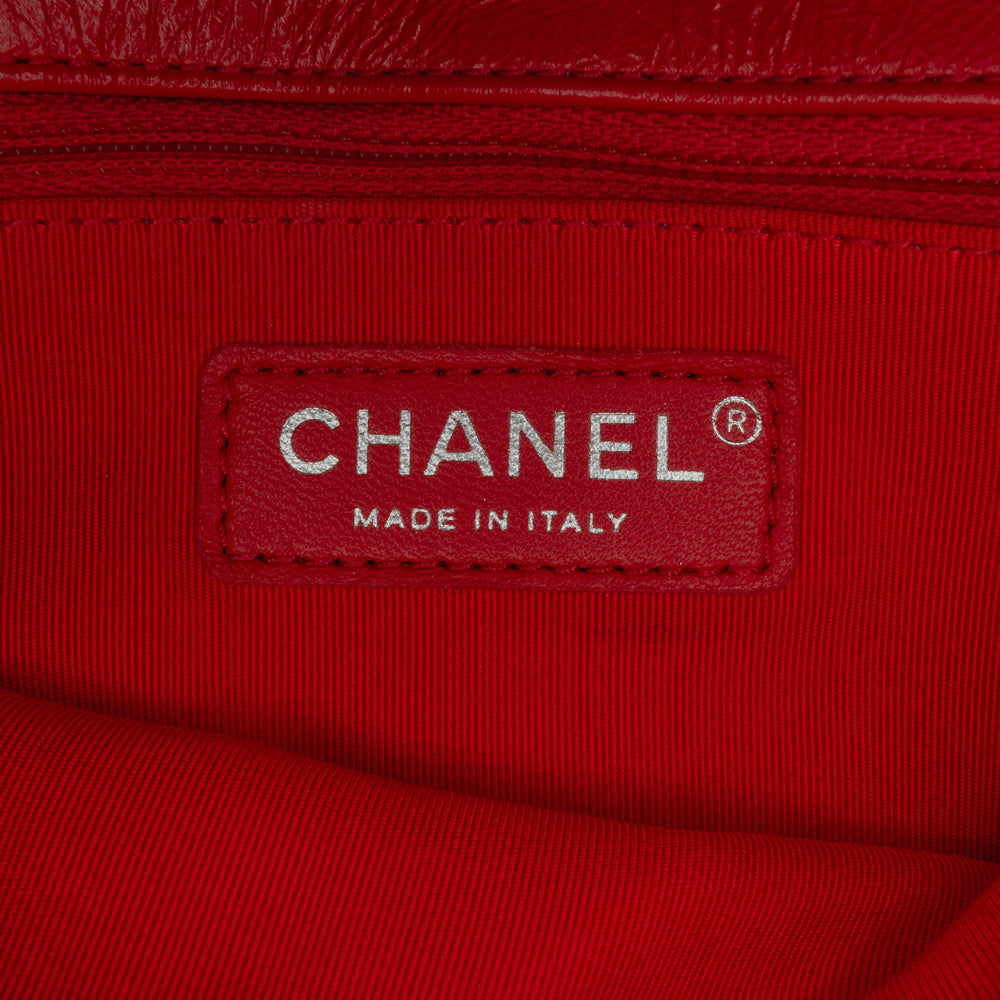 Chanel CC Crinkled Calfskin Chain Flap Red