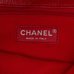 Chanel CC Crinkled Calfskin Chain Flap Red