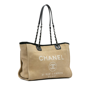 Chanel Small Canvas Deauville Tote Brown