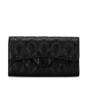 Chanel CC Quilted Lambskin Flap Continental Wallet Black