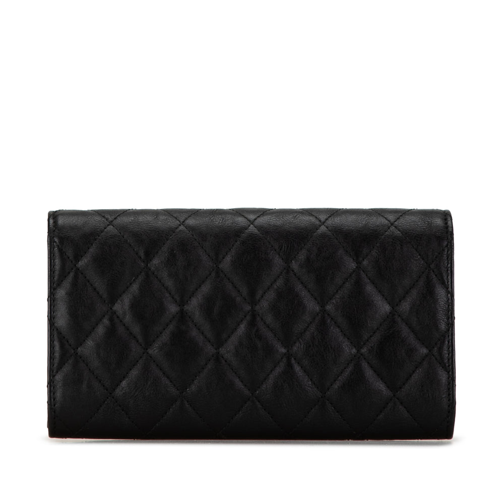 Chanel CC Quilted Lambskin Flap Continental Wallet Black