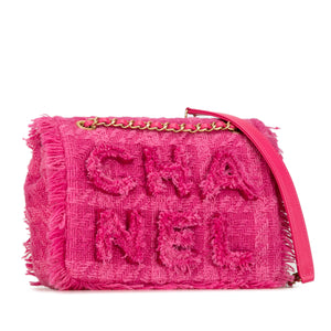 Chanel Wool Tweed Giant Logo Flap Pink