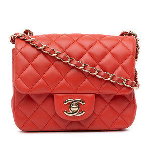 Chanel Mini Square Classic Lambskin Single Flap Red