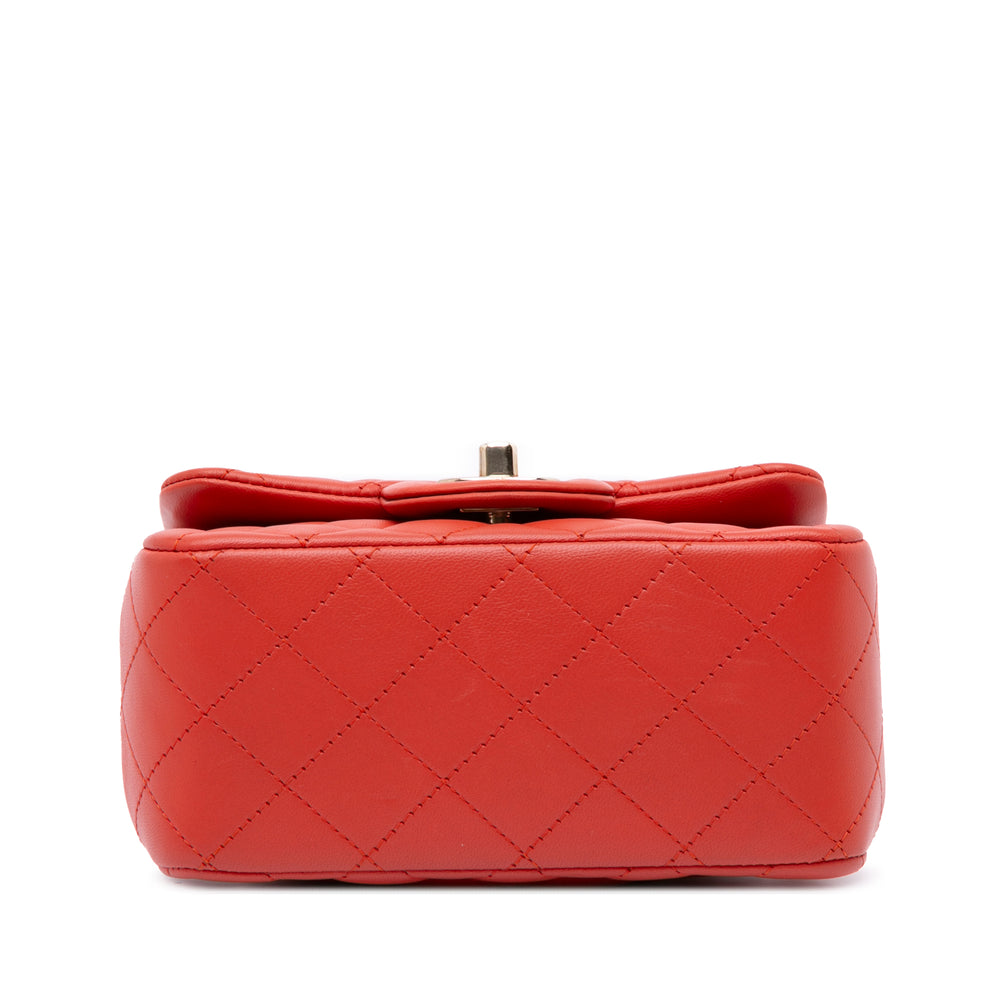 Chanel Mini Square Classic Lambskin Single Flap Red