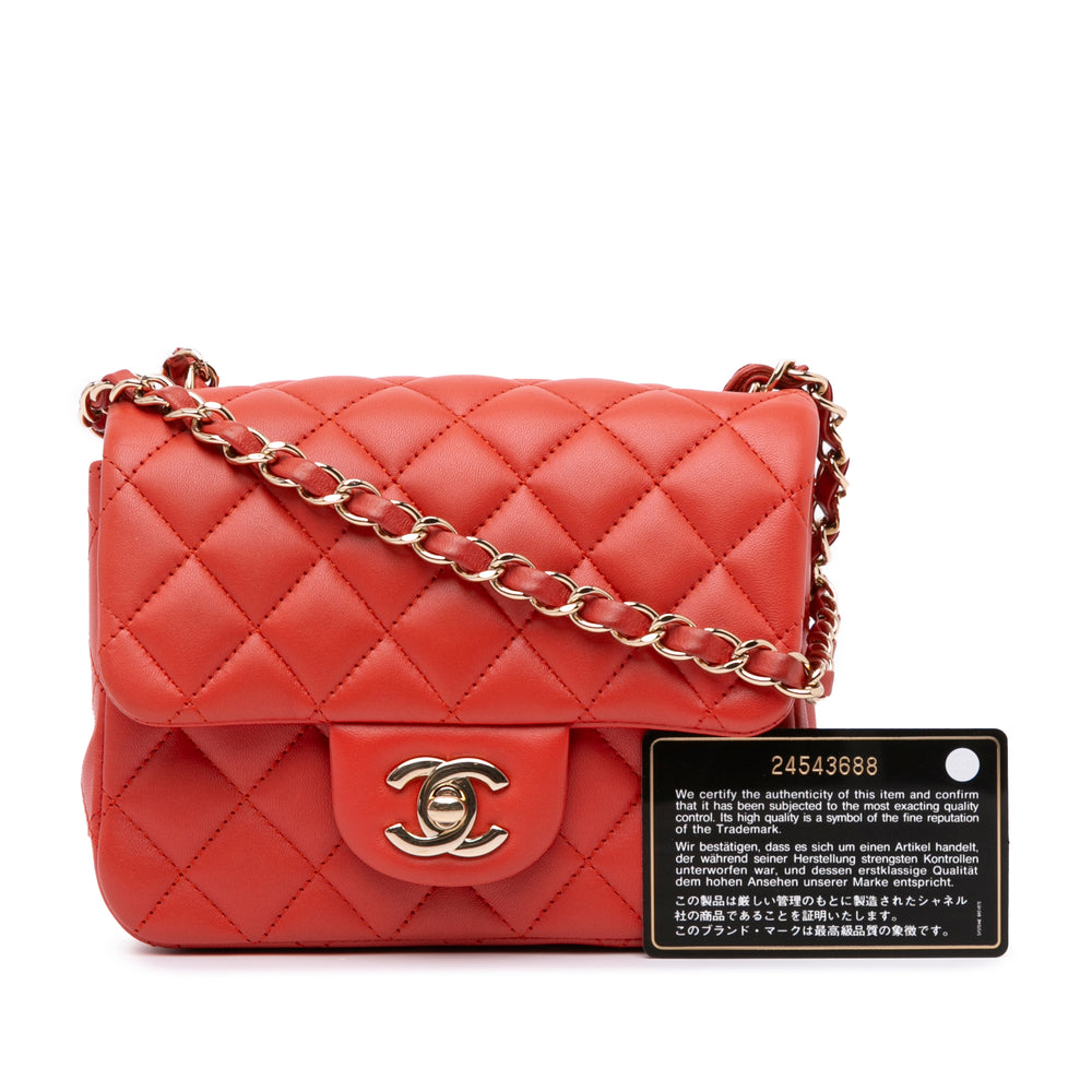 Chanel Mini Square Classic Lambskin Single Flap Red