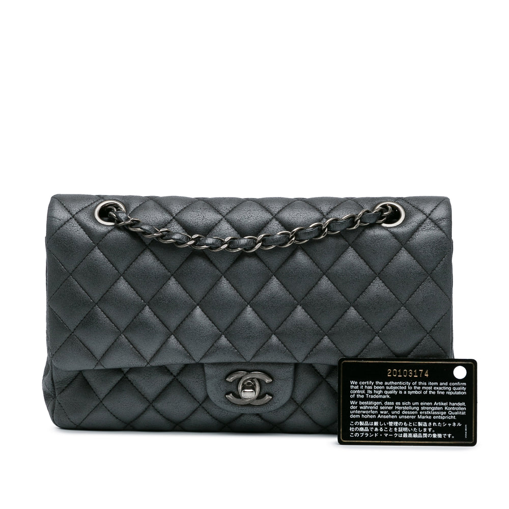 Chanel Medium Classic Lambskin Double Flap Silver