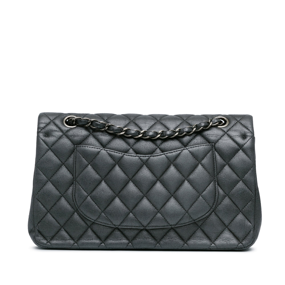 Chanel Medium Classic Lambskin Double Flap Silver