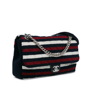 Chanel Maxi Multicolor Stripe Jersey Rope Flap Multi