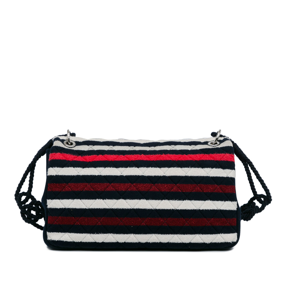 Chanel Maxi Multicolor Stripe Jersey Rope Flap Multi