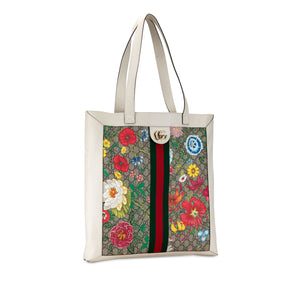 Gucci GG Supreme Flora Ophidia Tote White