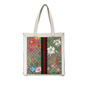 Gucci GG Supreme Flora Ophidia Tote White