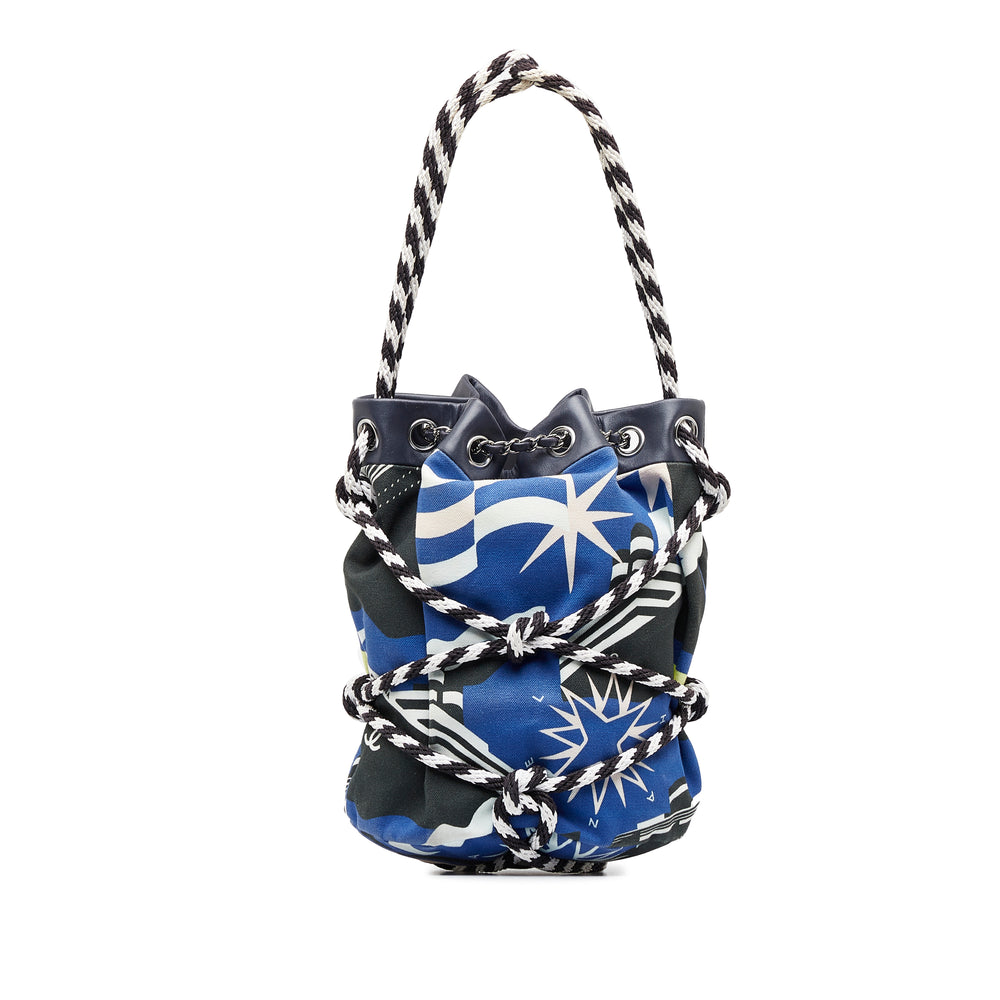 Chanel Cotton Drawstring Bag Blue