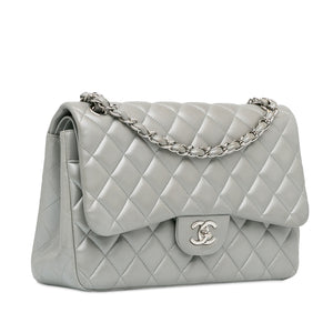 Chanel Jumbo Classic Lambskin Double Flap Silver