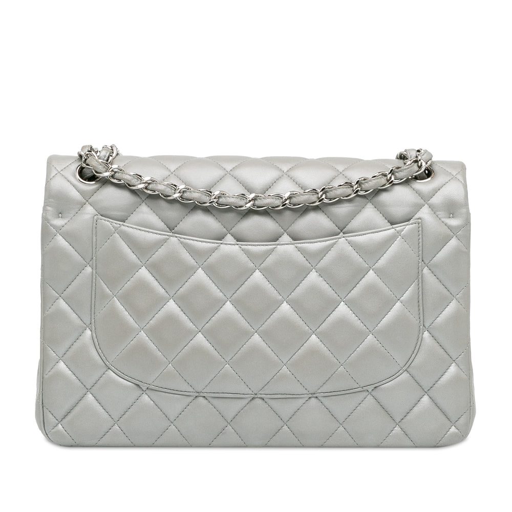 Chanel Jumbo Classic Lambskin Double Flap Silver