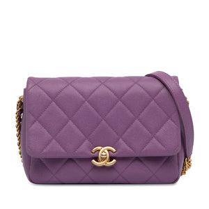 Chanel Small Caviar Chain Melody Flap Purple