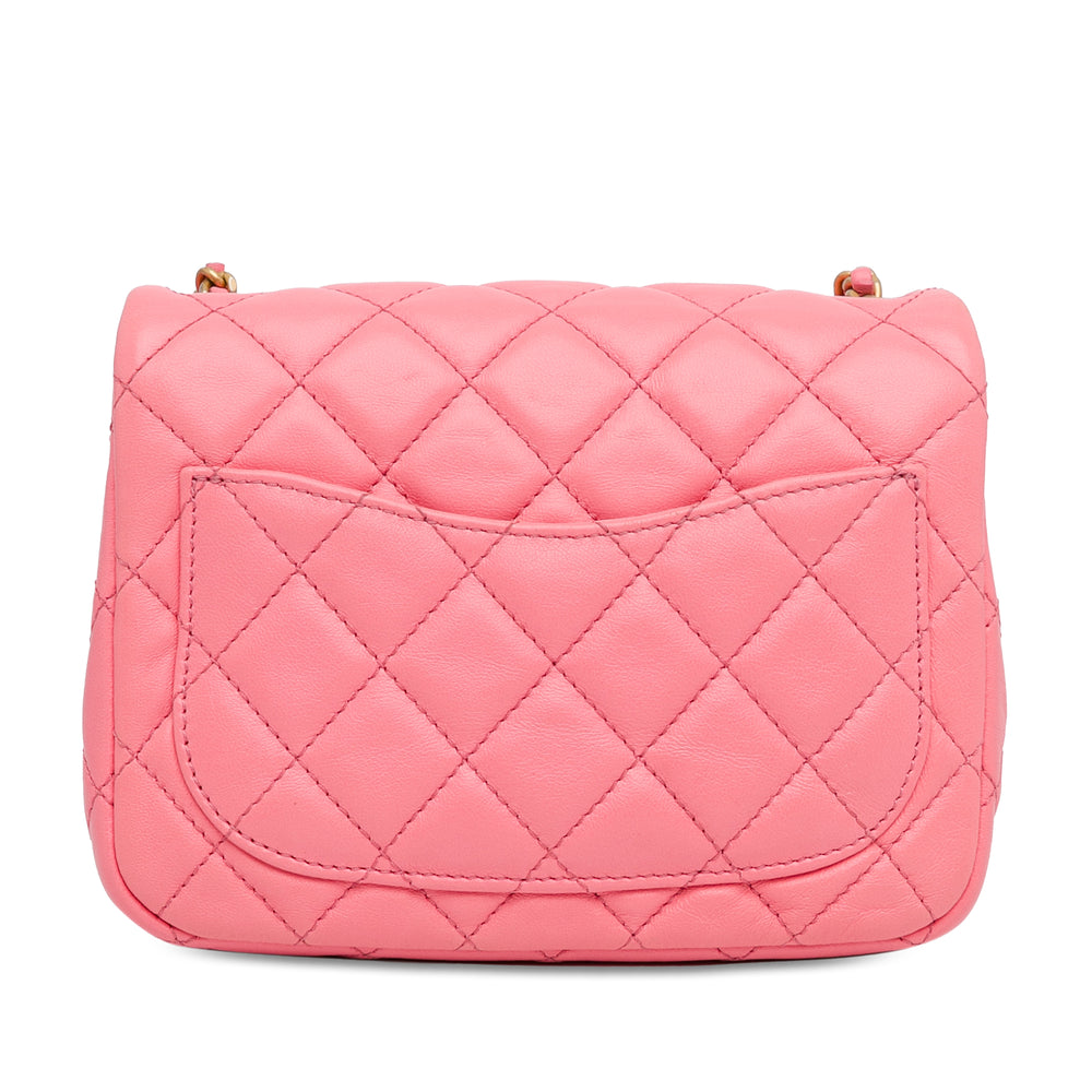 Chanel Mini Square Classic Lambskin Pearl Crush Flap Pink