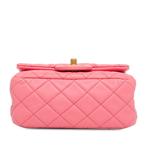 Chanel Mini Square Classic Lambskin Pearl Crush Flap Pink