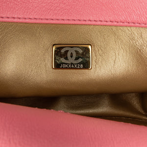 Chanel Mini Square Classic Lambskin Pearl Crush Flap Pink