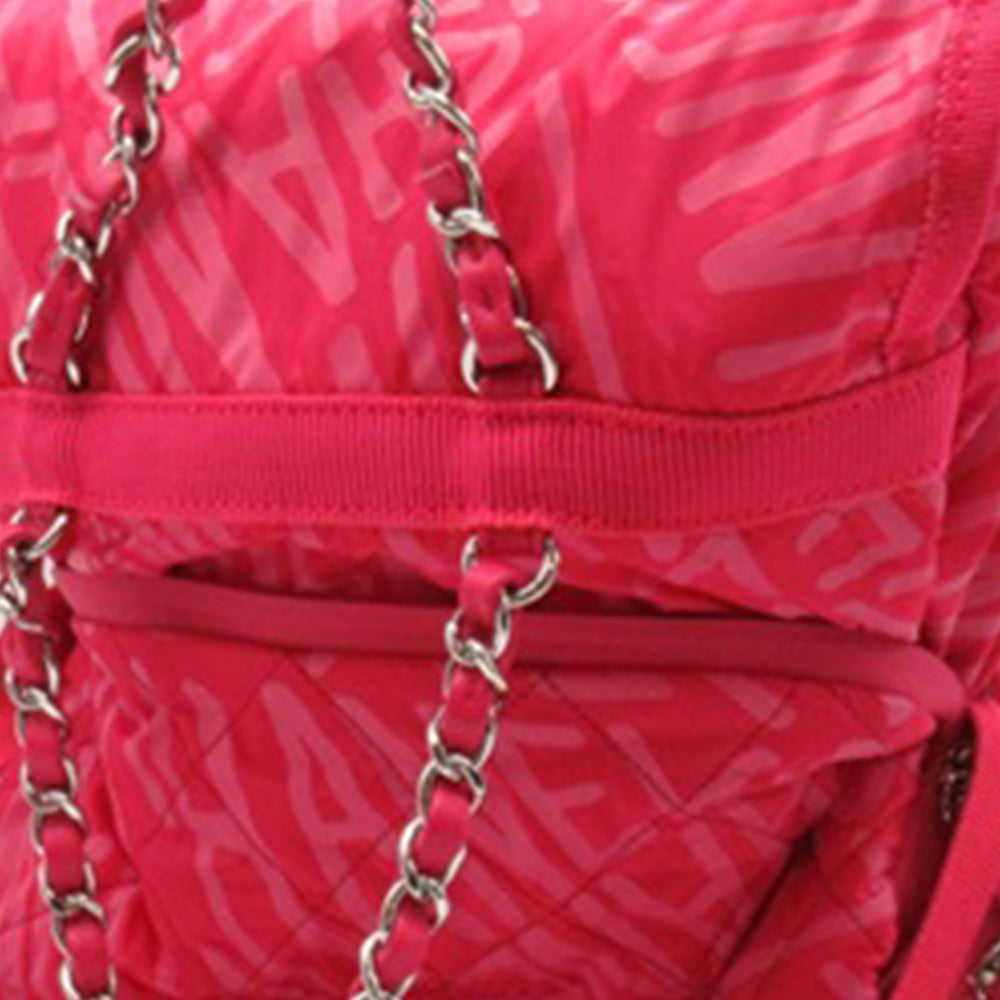 Chanel Printed Nylon Coco Neige Convertible Backpack Pink