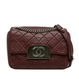 Chanel Aged Calfskin CC Square Flap Red