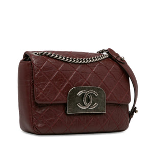 Chanel Aged Calfskin CC Square Flap Red