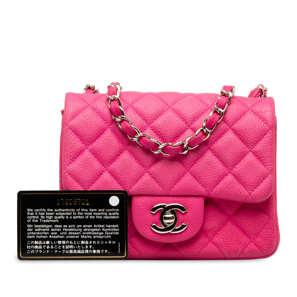 Chanel Mini Square Classic Caviar Single Flap Pink