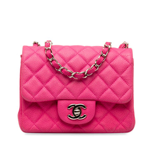 Chanel Mini Square Classic Caviar Single Flap Pink