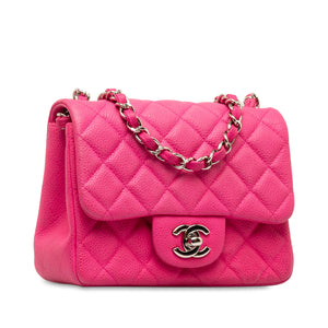 Chanel Mini Square Classic Caviar Single Flap Pink