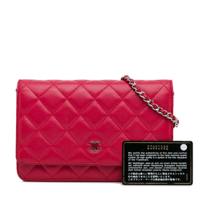 Chanel Classic Lambskin Wallet on Chain Pink