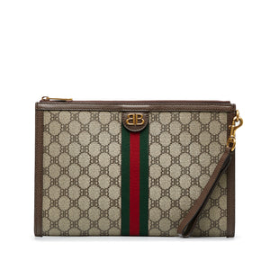 Gucci X Balenciaga BB Supreme Ophidia Web Clutch Brown