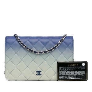 Chanel Ombre Lambskin Degrade Wallet On Chain Blue