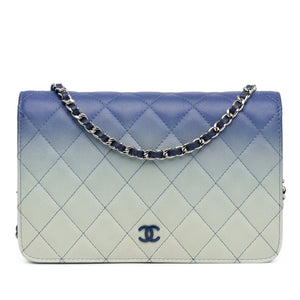 Chanel Ombre Lambskin Degrade Wallet On Chain Blue