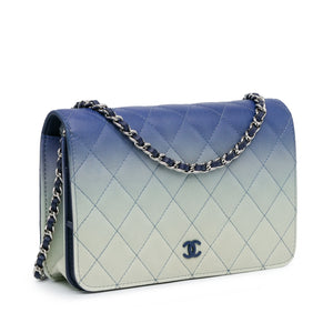 Chanel Ombre Lambskin Degrade Wallet On Chain Blue