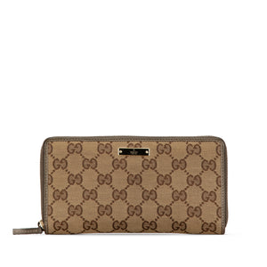 Gucci GG Canvas Zip Around Long Wallet Brown