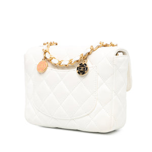 Chanel Mini Square Classic Lambskin Casino Royale Charms Single Flap White