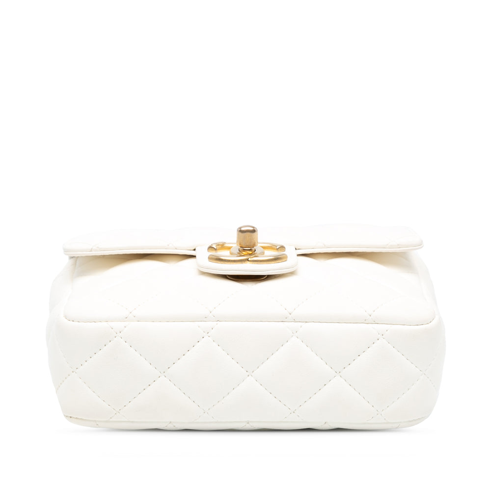 Chanel Mini Square Classic Lambskin Casino Royale Charms Single Flap White