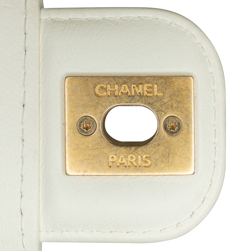 Chanel Mini Square Classic Lambskin Casino Royale Charms Single Flap White