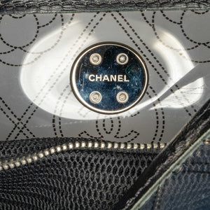 Chanel Crumpled Calfskin PVC Camellia Bucket Black