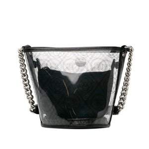 Chanel Crumpled Calfskin PVC Camellia Bucket Black