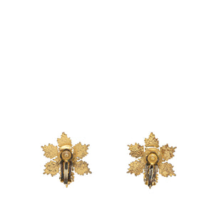 Chanel Gold Plated CC Snowflake Clip On Earrings Gold