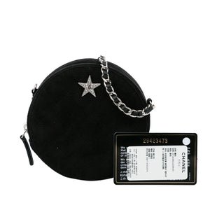 Chanel Suede Cocostellar Round Clutch on Chain Black