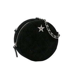 Chanel Suede Cocostellar Round Clutch on Chain Black