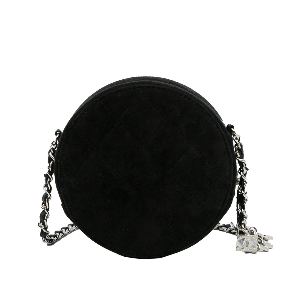 Chanel Suede Cocostellar Round Clutch on Chain Black