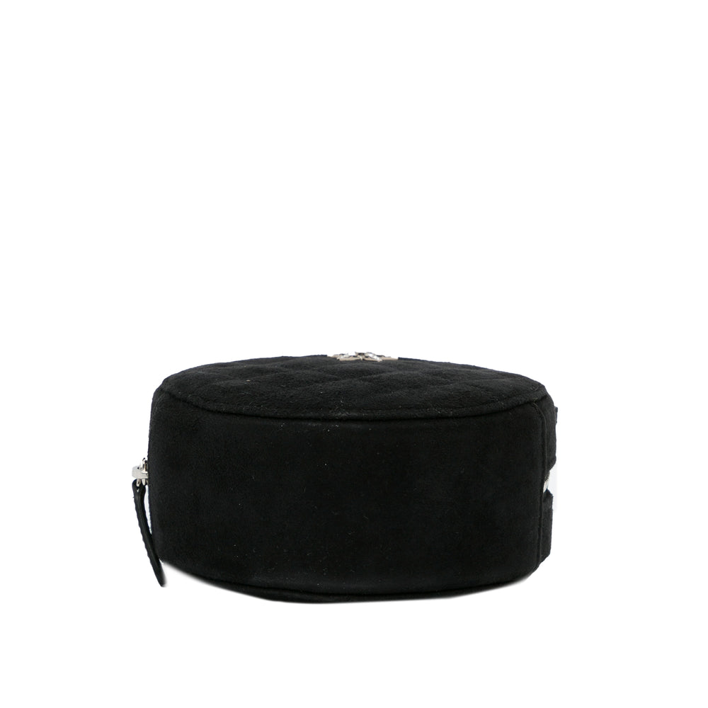 Chanel Suede Cocostellar Round Clutch on Chain Black