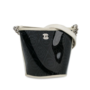 Chanel Crumpled Calfskin PVC Camellia Bucket Black