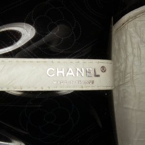 Chanel Crumpled Calfskin PVC Camellia Bucket Black