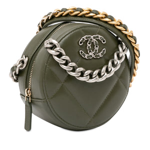 Chanel Lambskin 19 Round Clutch with Chain Green