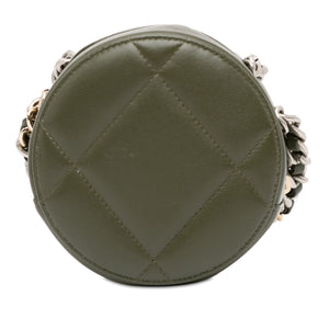 Chanel Lambskin 19 Round Clutch with Chain Green